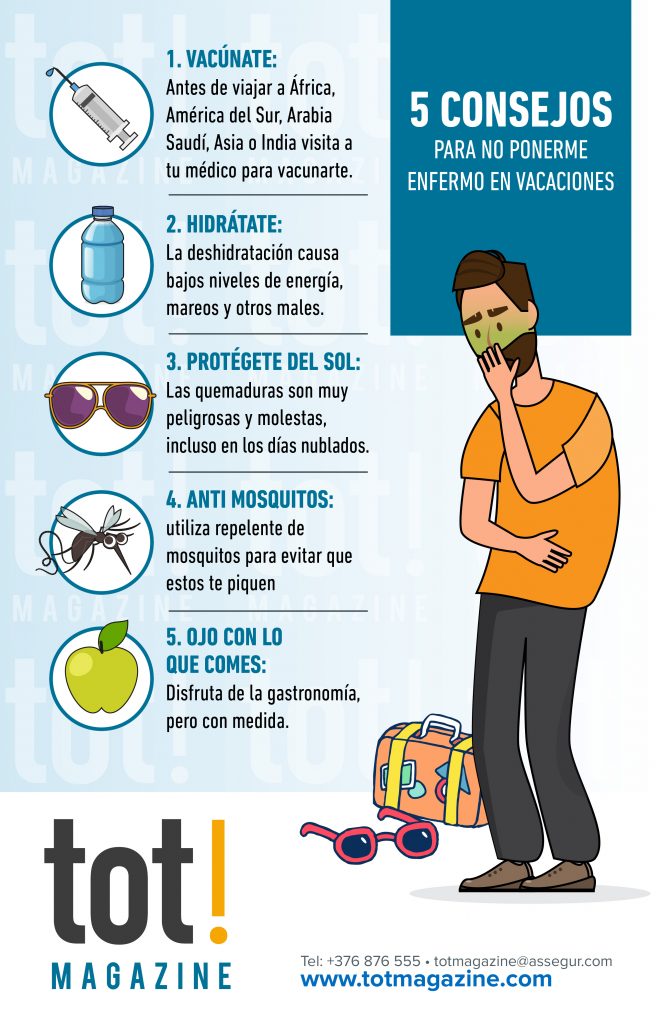 5 consejos para no ponerse enfermo en vacaciones infografia