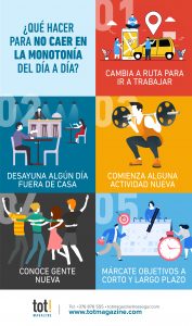 que hacer para no caer en la monotonia del dia a dia infografia